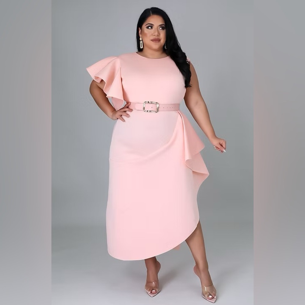 Elegant Pink Asymmetrical Dress PINK ONLY